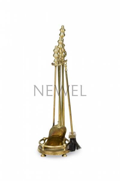 Set of 4 English Georgian Style Brass Fire Tools