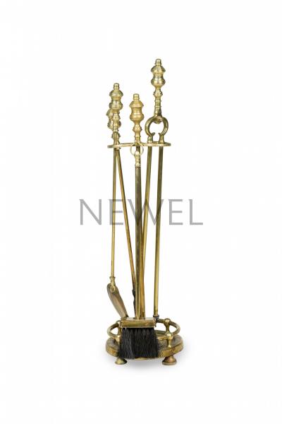 Set of 4 English Georgian Style Brass Fire Tools