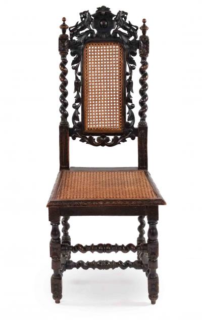 Set of 4 English Jacobean Lion Side Chairs