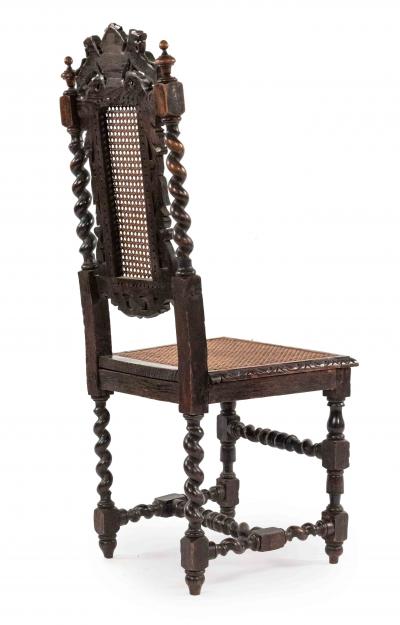 Set of 4 English Jacobean Lion Side Chairs