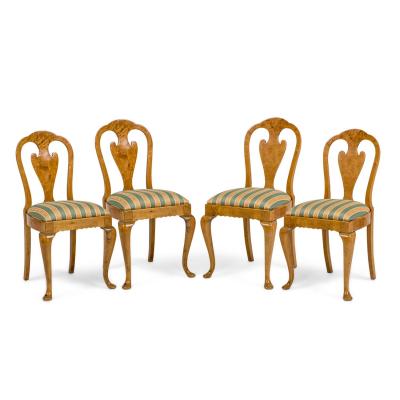 Set of 4 English Queen Anne Style Side Chairs
