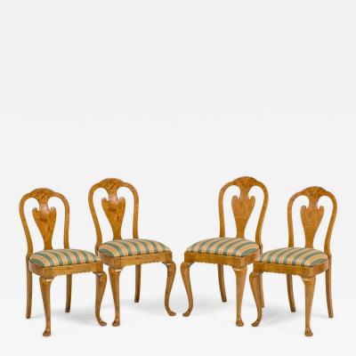Set of 4 English Queen Anne Style Side Chairs