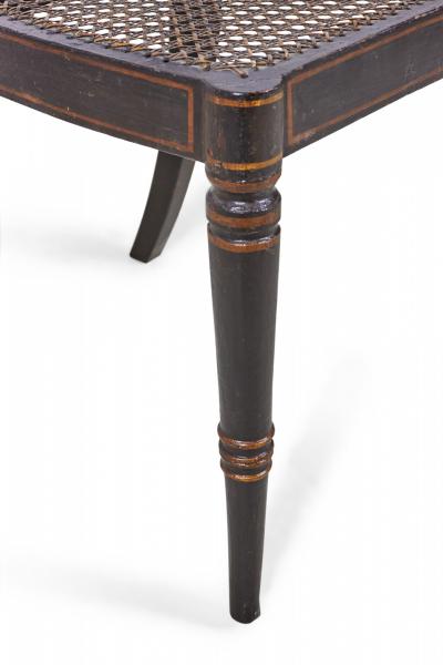 Set of 4 English Regency Style Black and Gold Painted Cane Seat Side Chairs