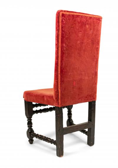 Set of 4 English Renaissance Red Velvet Chairs