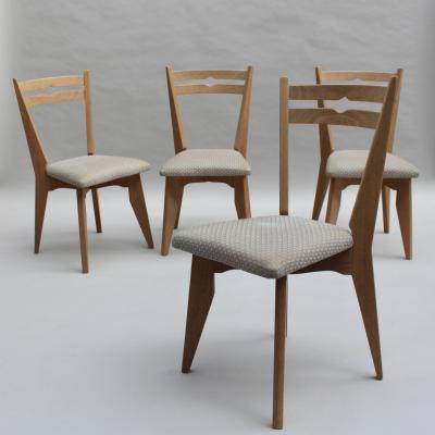 Set of 4 Fine French 1950s Oak Dining Chairs by Guillerme et Chambron