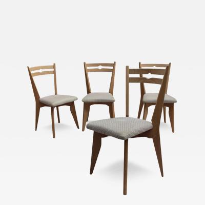 Set of 4 Fine French 1950s Oak Dining Chairs by Guillerme et Chambron