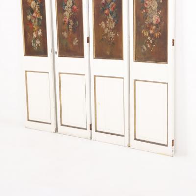 Set of 4 Floral Painted Decorative Wood Panels C 1930