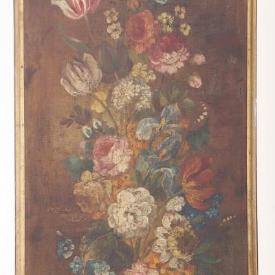 Set of 4 Floral Painted Decorative Wood Panels C 1930
