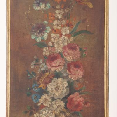 Set of 4 Floral Painted Decorative Wood Panels C 1930