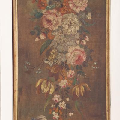 Set of 4 Floral Painted Decorative Wood Panels C 1930
