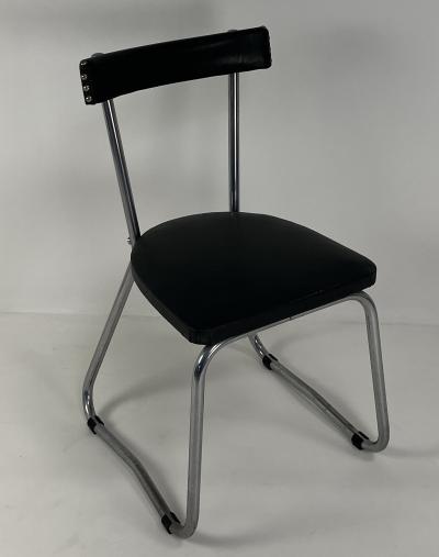 Set of 4 Forest Green French 1950s Vinyl dining chairs