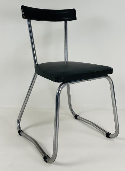 Set of 4 Forest Green French 1950s Vinyl dining chairs