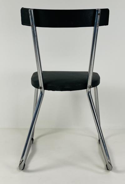 Set of 4 Forest Green French 1950s Vinyl dining chairs