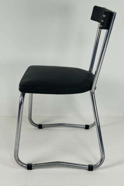 Set of 4 Forest Green French 1950s Vinyl dining chairs