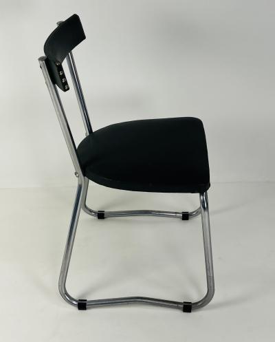 Set of 4 Forest Green French 1950s Vinyl dining chairs