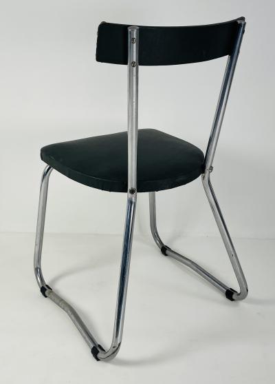 Set of 4 Forest Green French 1950s Vinyl dining chairs