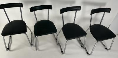 Set of 4 Forest Green French 1950s Vinyl dining chairs