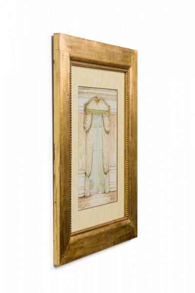 Set of 4 Framed Contemporary English Watercolor Prints of English Curtains