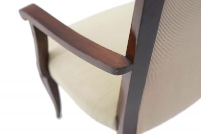 Set of 4 French Art Deco Cream and Mahogany Arm Chairs
