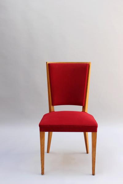 Set of 4 French Art Deco Oak dining chairs