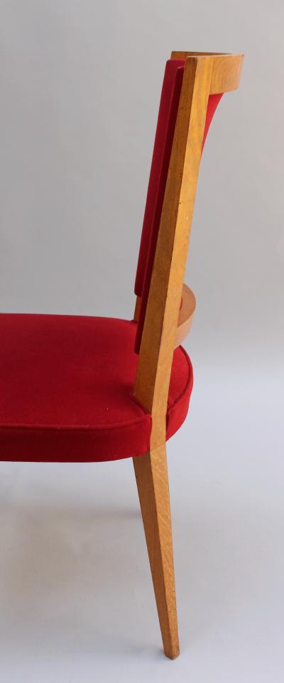 Set of 4 French Art Deco Oak dining chairs