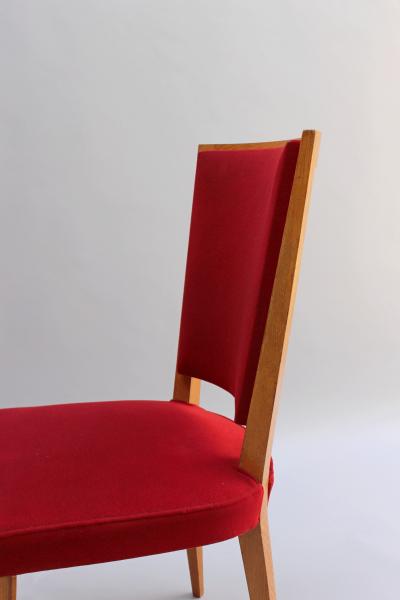 Set of 4 French Art Deco Oak dining chairs