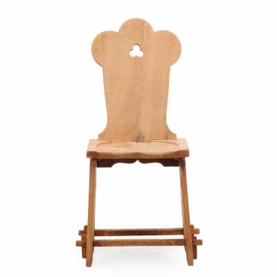 Set of 4 French Brutalist carved oak chairs C 1940 