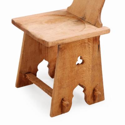 Set of 4 French Brutalist carved oak chairs C 1940 