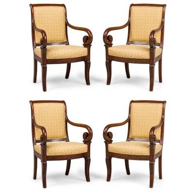 Set of 4 French Directoire Curled Armchairs