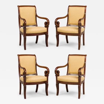 Set of 4 French Directoire Curled Armchairs