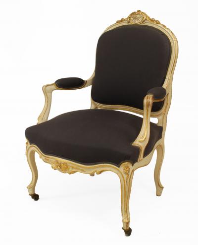 Set of 4 French Louis XV Purple Arm Chairs