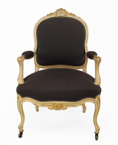 Set of 4 French Louis XV Purple Arm Chairs
