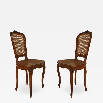 Set of 4 French Louis XV Walnut Side Chairs