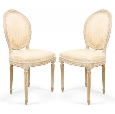 Set of 4 French Louis XVI Bleached Side Chairs