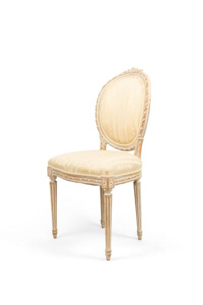 Set of 4 French Louis XVI Bleached Side Chairs