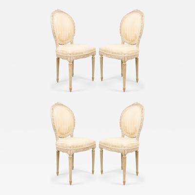 Set of 4 French Louis XVI Bleached Side Chairs