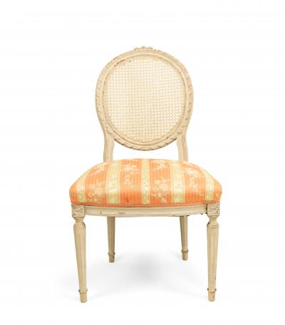 Set of 4 French Louis XVI Damask Side Chairs