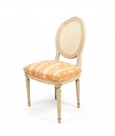 Set of 4 French Louis XVI Damask Side Chairs