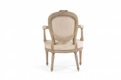 Set of 4 French Louis XVI Moire Arm Chairs