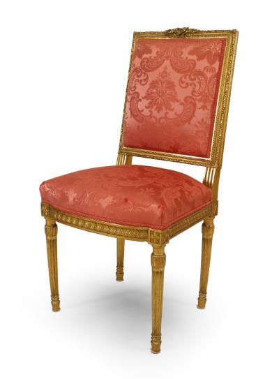Set of 4 French Louis XVI Silk Side Chairs