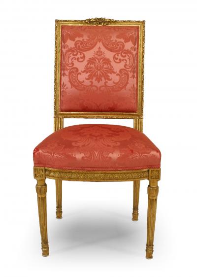 Set of 4 French Louis XVI Silk Side Chairs