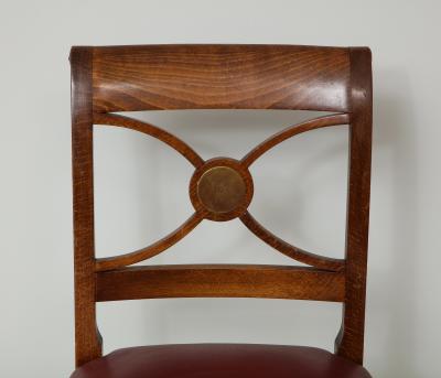 Set of 4 French Midcentury Leather Upholstered Chairs in Maison Jansen Manner