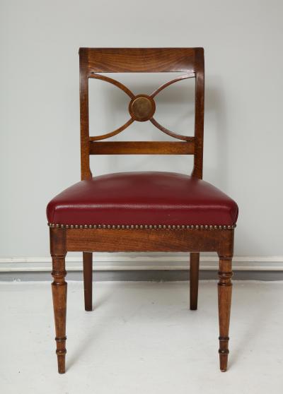 Set of 4 French Midcentury Leather Upholstered Chairs in Maison Jansen Manner