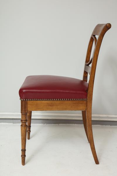 Set of 4 French Midcentury Leather Upholstered Chairs in Maison Jansen Manner