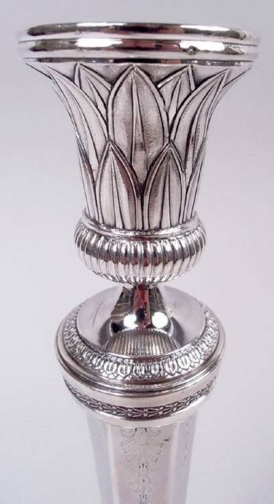 Set of 4 French Restauration Classical Silver Candlesticks