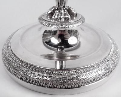 Set of 4 French Restauration Classical Silver Candlesticks