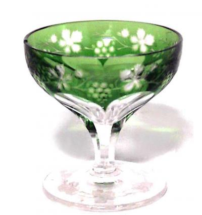 Set of 4 French Victorian Green Liqueur Glasses