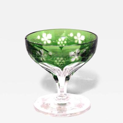 Set of 4 French Victorian Green Liqueur Glasses