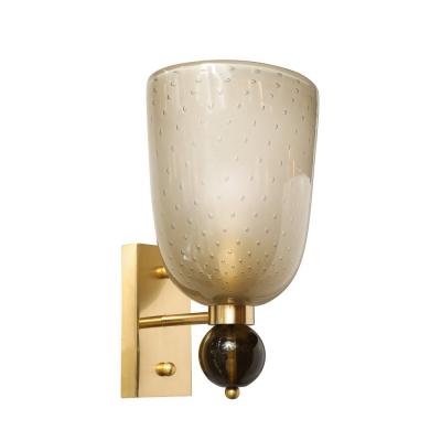 Set of 4 Hand Blown Murano Frosted Glass Sconces W Murine Orbital Drop Detail