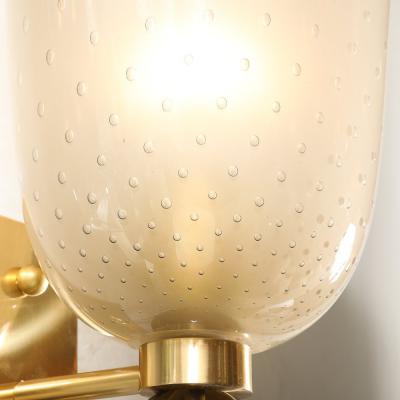 Set of 4 Hand Blown Murano Frosted Glass Sconces W Murine Orbital Drop Detail